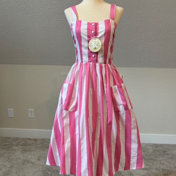 Lindy Bop Dresses & Skirts - NWT! Lindy Bop Corinna Dress Pink/White Stripe XS